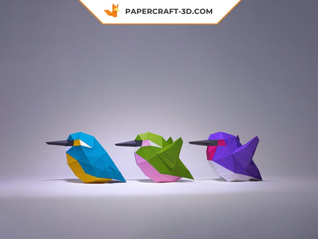 Papercraft colibrì minimalista in origami 3D