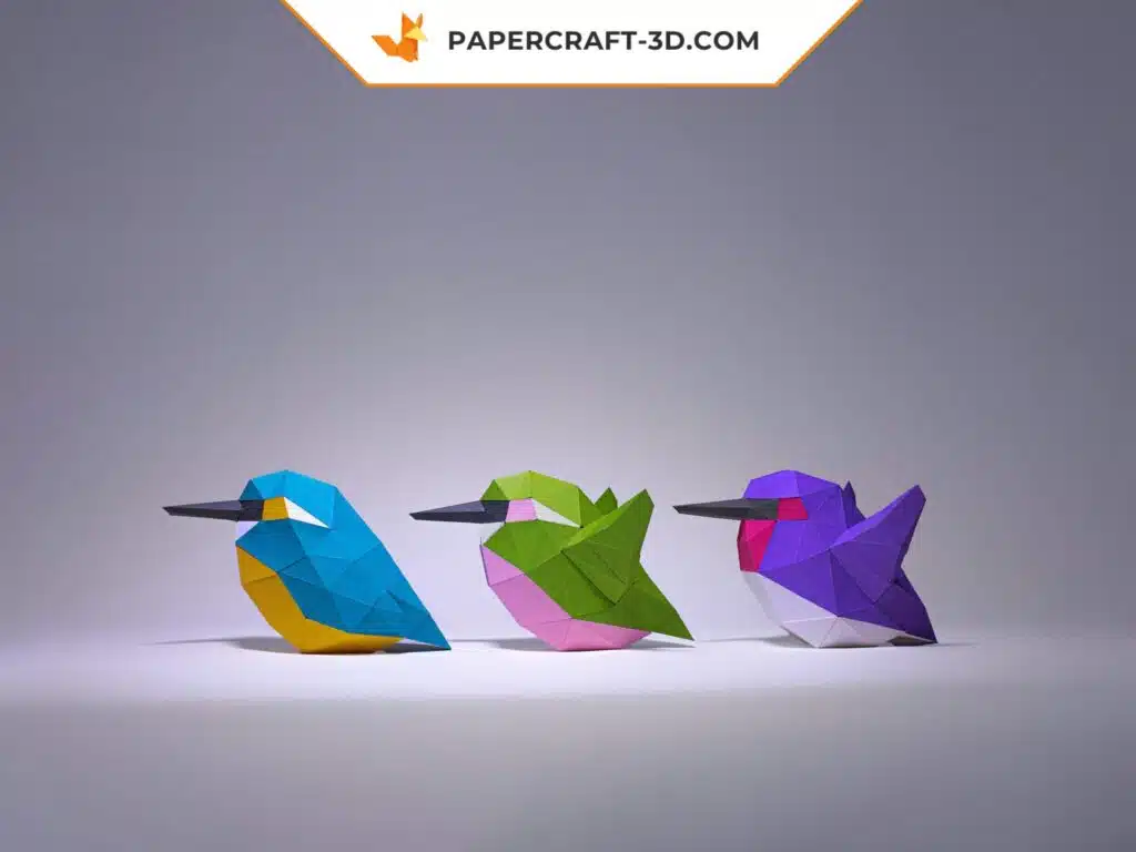 Papercraft Colibri minimaliste en origami papier 3D