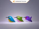 Papercraft de colibri minimaliste en origami 3D