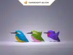 Papercraft Colibri minimaliste en origami papier 3D