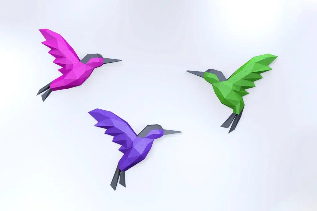 Papercraft colibri origami papier 3D, weergave 2