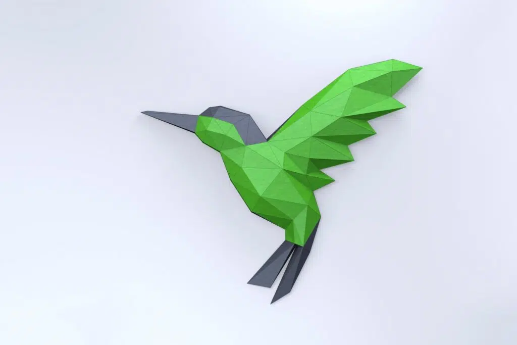 Papercraft colibri origami papier 3D, weergave 3