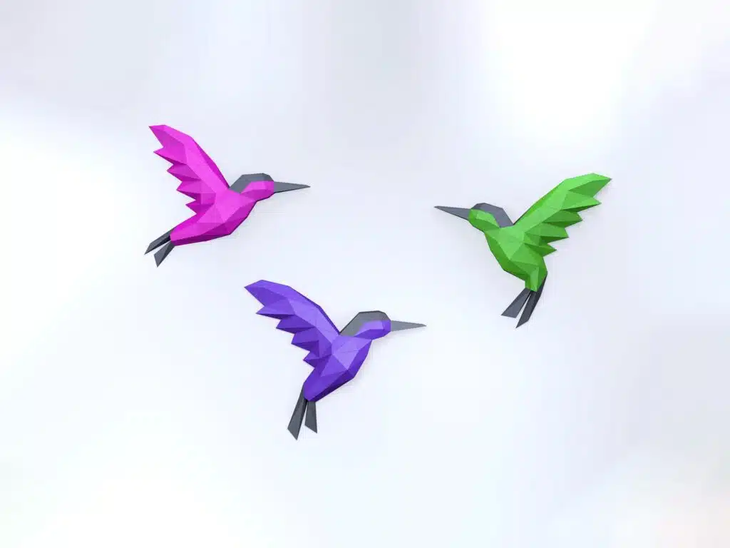 Papercraft colibri origami papier 3D