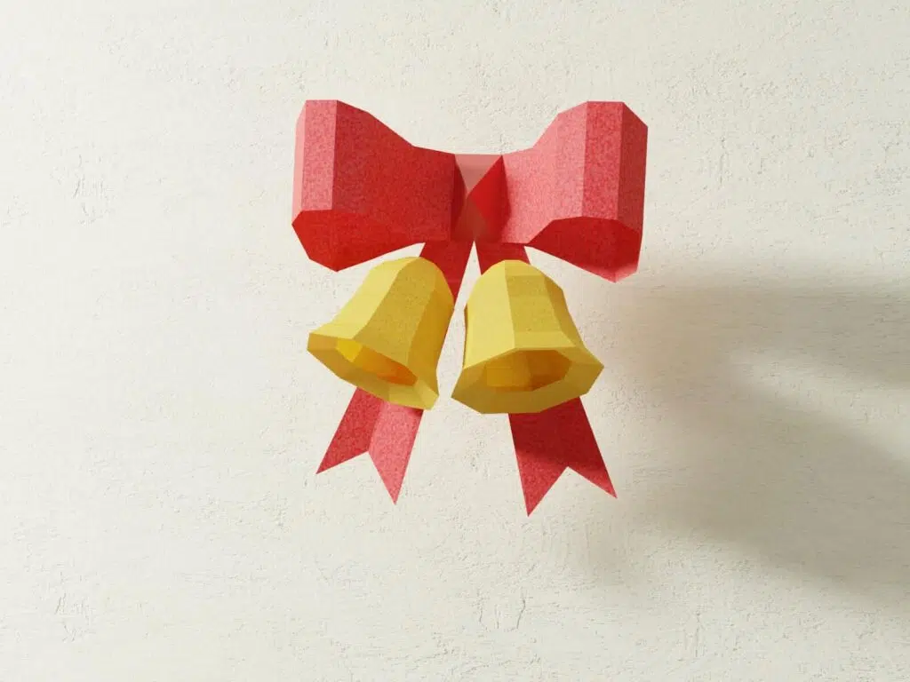 Papercraft collection de petits objets de Noël en papier 3D origami, vue 2