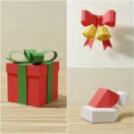 Papercraft Christmas miniatures collection in 3D origami