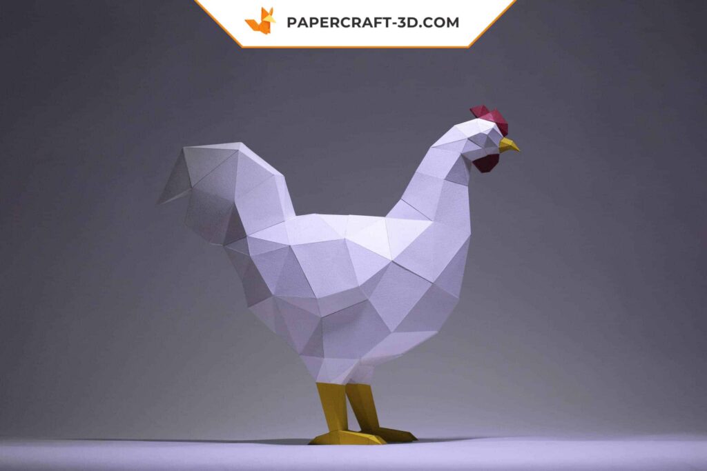 Papercraft de galo em origami 3D