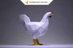 Papercraft de coq en origami 3D
