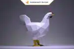 Papercraft coq origami papier 3D à imprimer pour décoration de cuisine, weergave 2