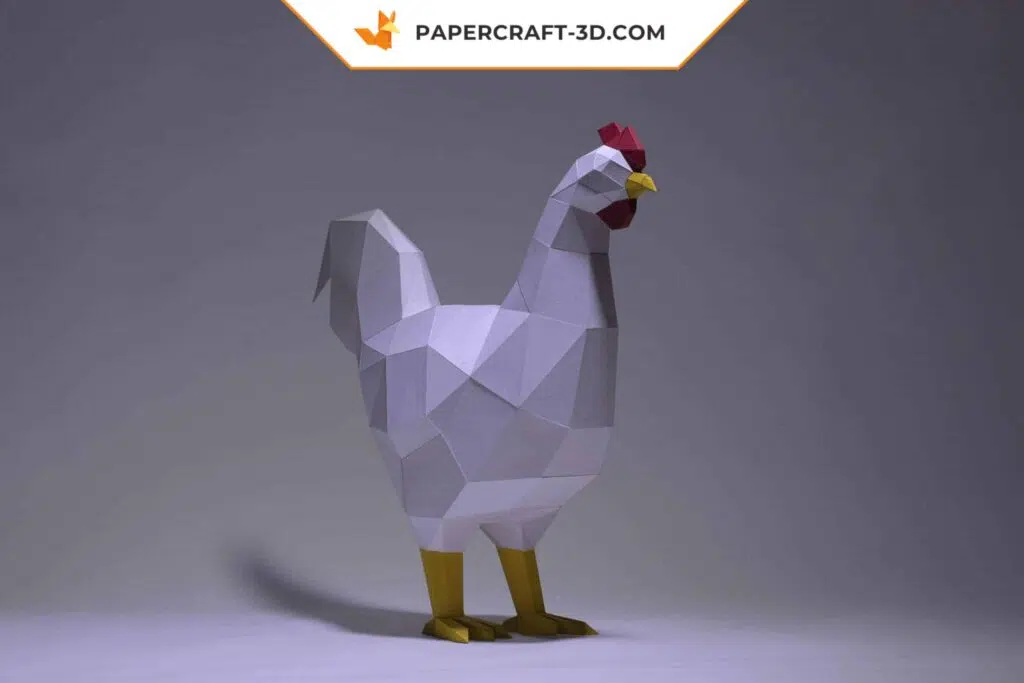 Papercraft de galo em origami 3D