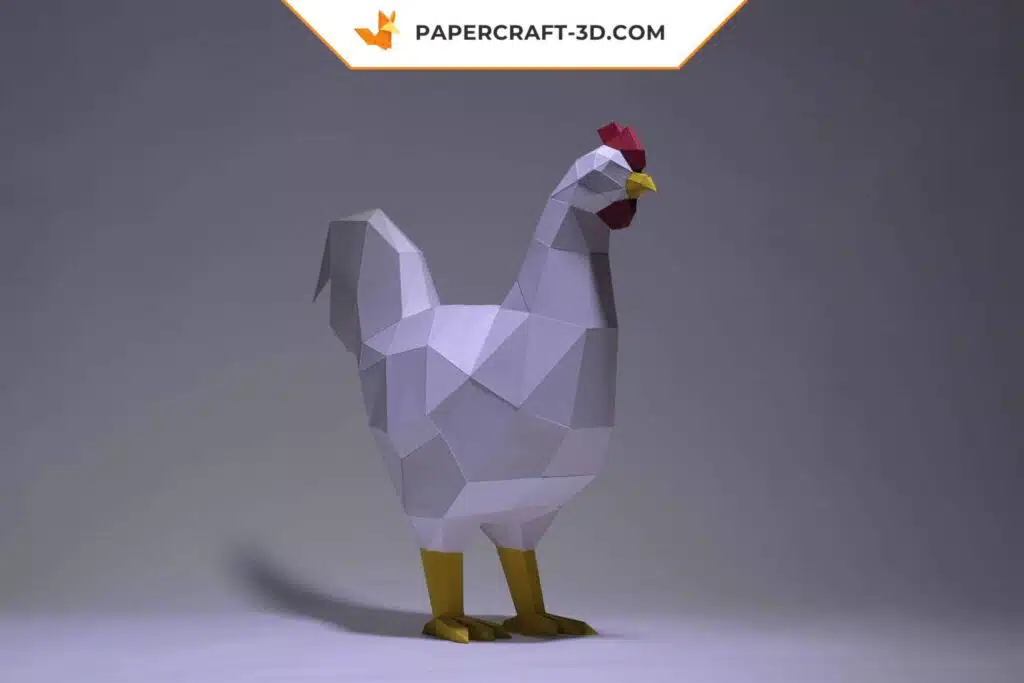 Papercraft coq origami papier 3D à imprimer pour décoration de cuisine, weergave 3