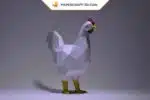 Papercraft de coq en origami 3D