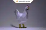 Papercraft coq origami papier 3D à imprimer pour décoration de cuisine, weergave 3