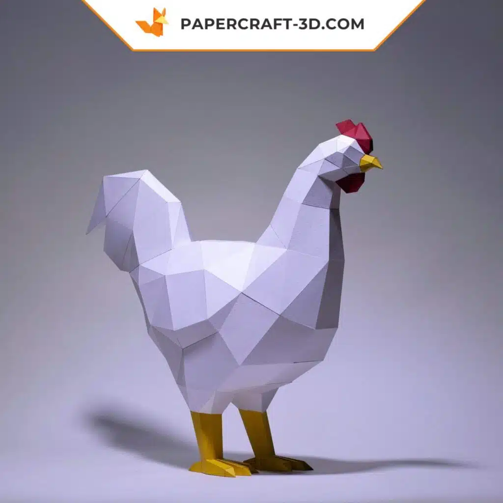 Papercraft gedrungener Hahn als 3D-Origami