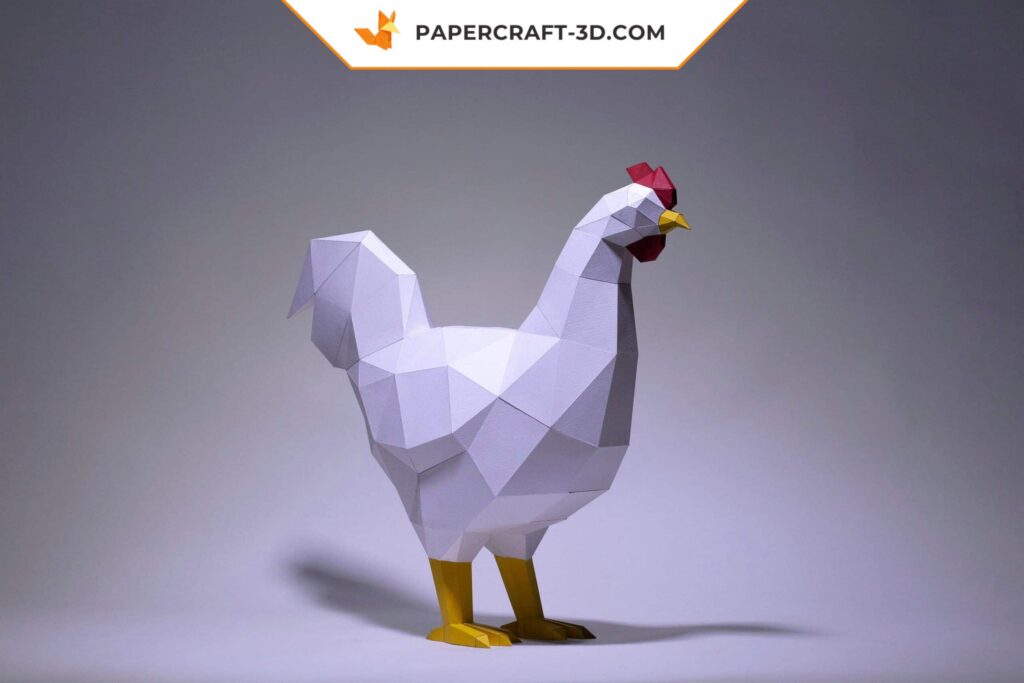 Papercraft de galo em origami 3D