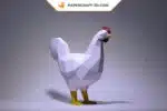 Papercraft coq origami papier 3D à imprimer pour décoration de cuisine