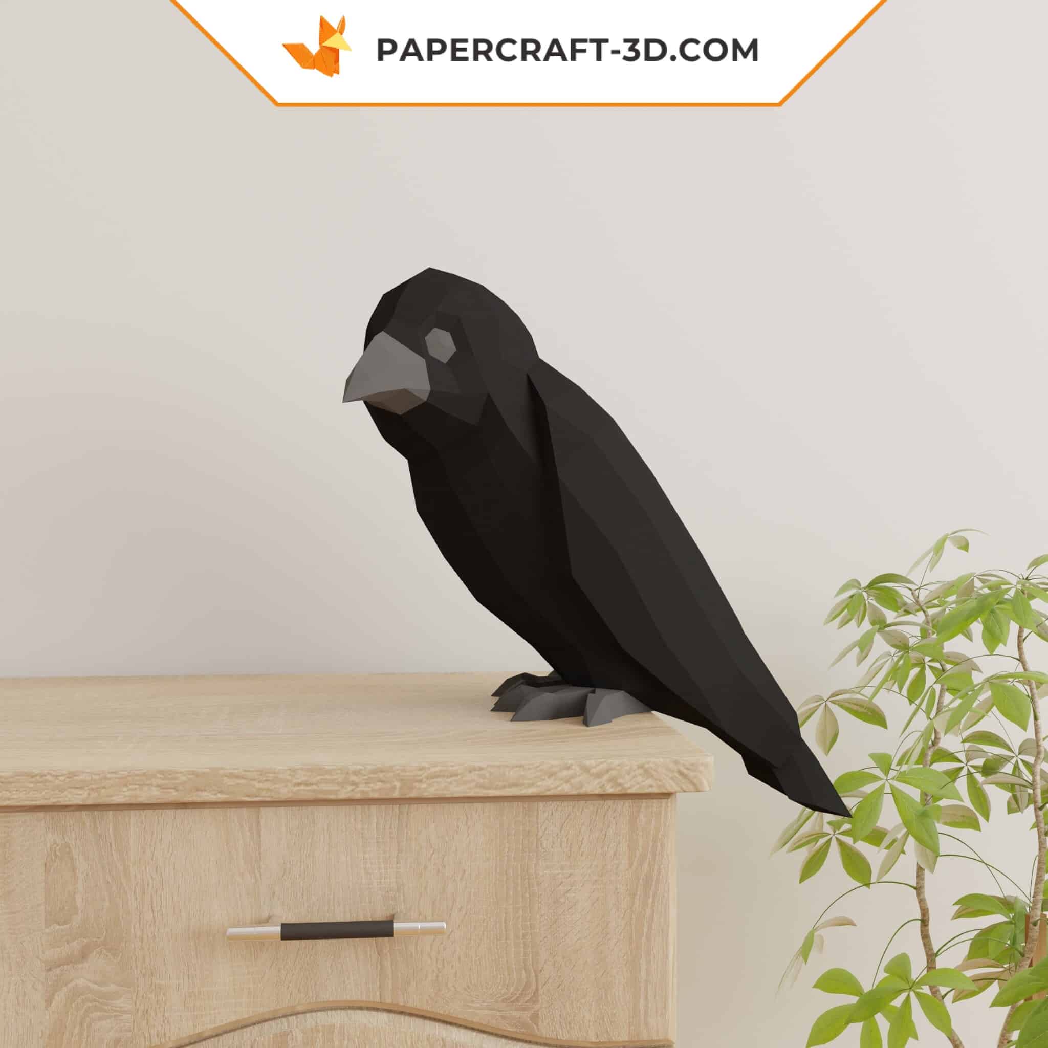 Papercraft de corbeau en origami 3D