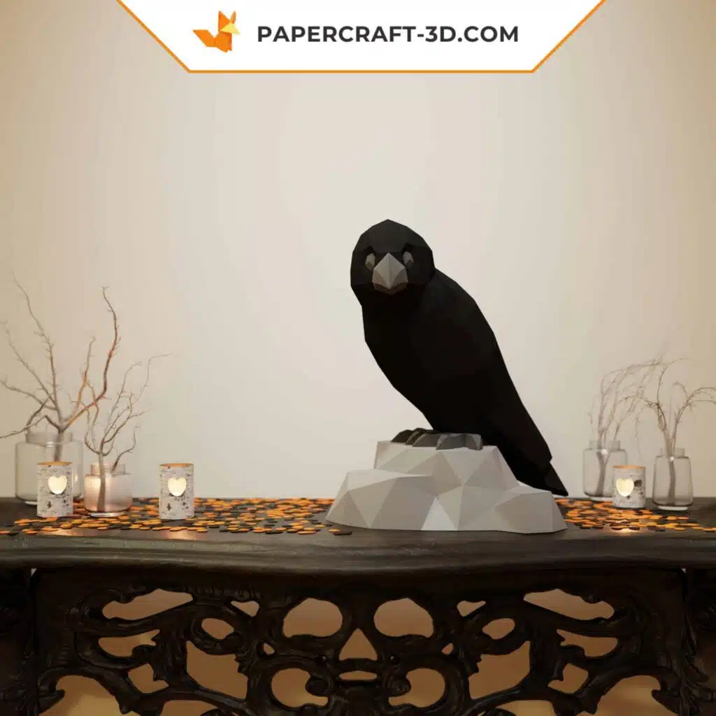 Papercraft Rabe als 3D-Origami, 3D-Modell