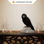 Papercraft de corvo em origami 3D