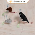 Papercraft de corvo em origami 3D