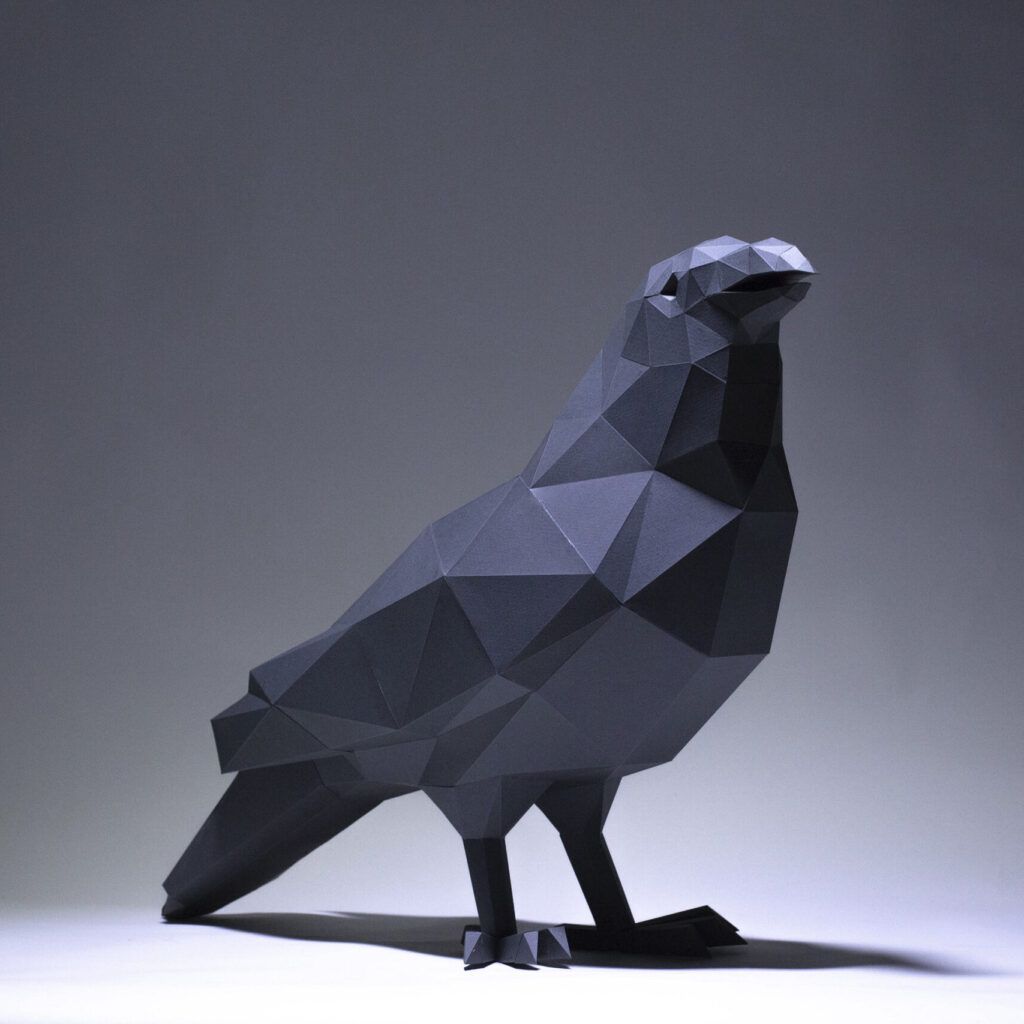 Papercraft de corbeau en origami 3D
