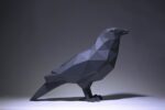 Papercraft raven in 3D origami