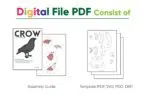 Papercraft corbeau en origami papier 3D DIY, weergave 5