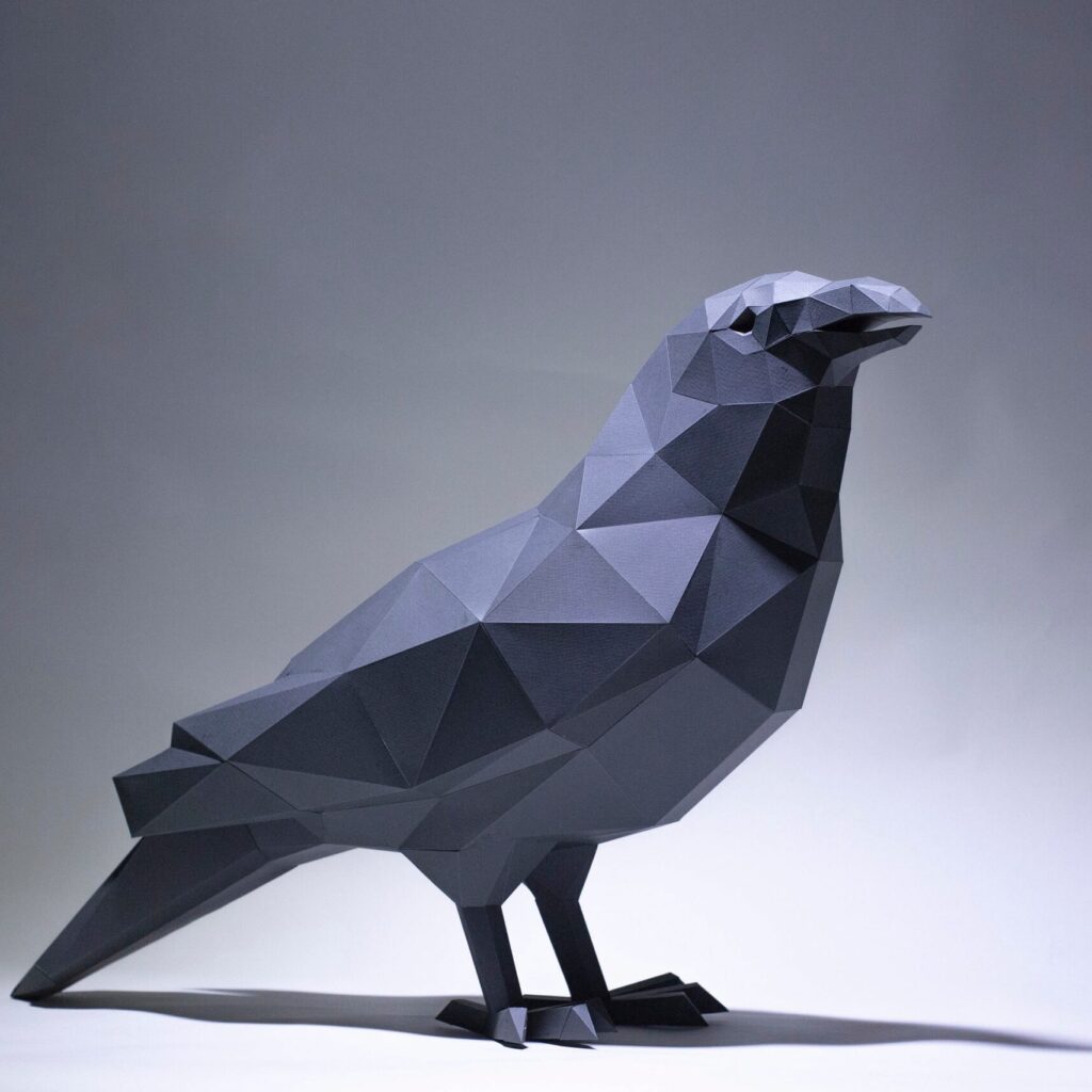 Papercraft de corbeau en origami 3D Papercraft de corbeau en origami 3D