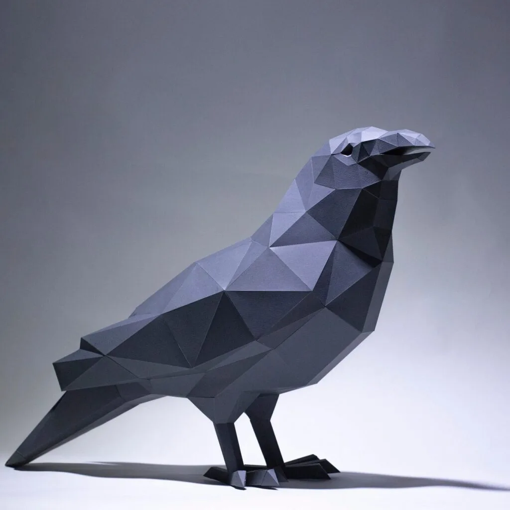 Papercraft-Rabe als 3D-Origami