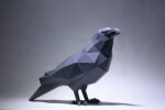 Papercraft raven in 3D origami