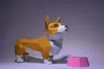 Papercraft Corgi artisanal en origami papier 3D à télécharger, vue 2