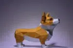 Papercraft Corgi artisanal en origami papier 3D à télécharger, vue 4