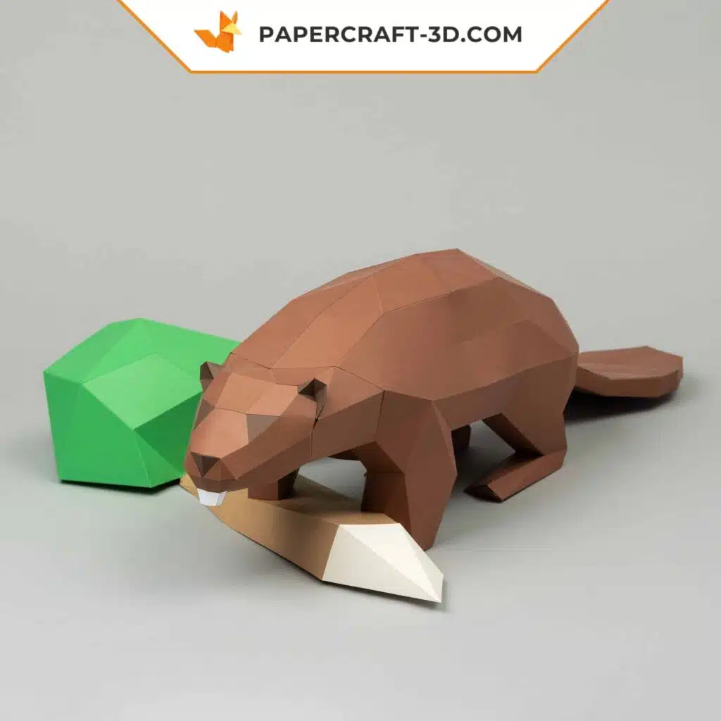 Papercraft do casal de castores em origami 3D