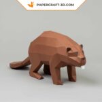 Papercraft de casal de castores em origami 3D