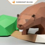 Papercraft de casal de castores em origami 3D