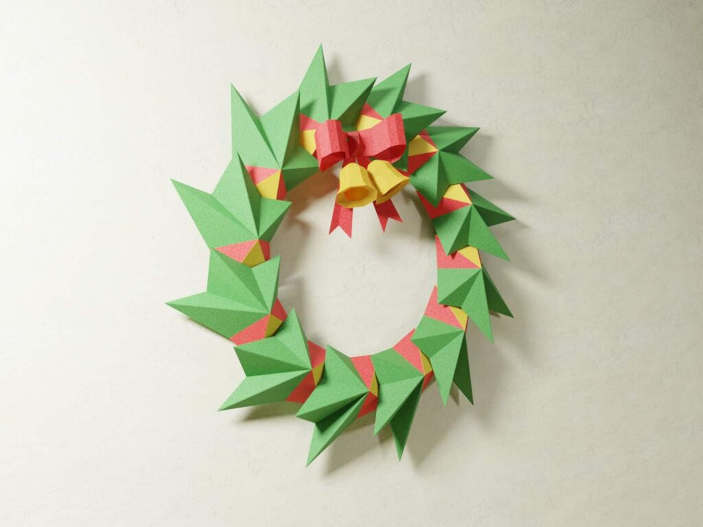 Papercraft Weihnachtskranz aus 3D-Origami