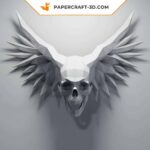 Papercraft crâne ailé en origami 3D