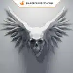Papercraft Crâne ailé en origami papier 3D, weergave 2