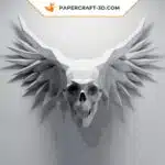 Papercraft Crâne ailé en origami papier 3D