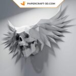 Papercraft crâne ailé en origami 3D