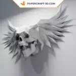Papercraft Crâne ailé en origami papier 3D, weergave 3