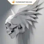 Papercraft Crâne ailé en origami papier 3D, weergave 4