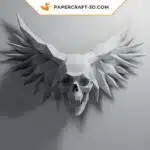 Papercraft Crâne ailé en origami papier 3D, weergave 5