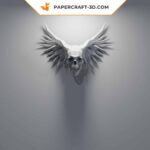 Papercraft crâne ailé en origami 3D
