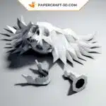 Papercraft Crâne ailé en origami papier 3D, weergave 7