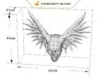 Papercraft Crâne ailé en origami papier 3D, weergave 9