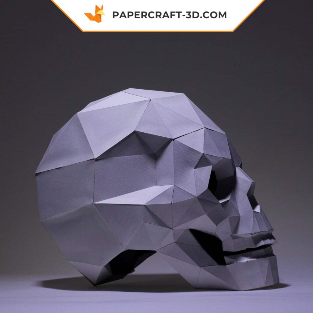 Papercraft human skull in origami