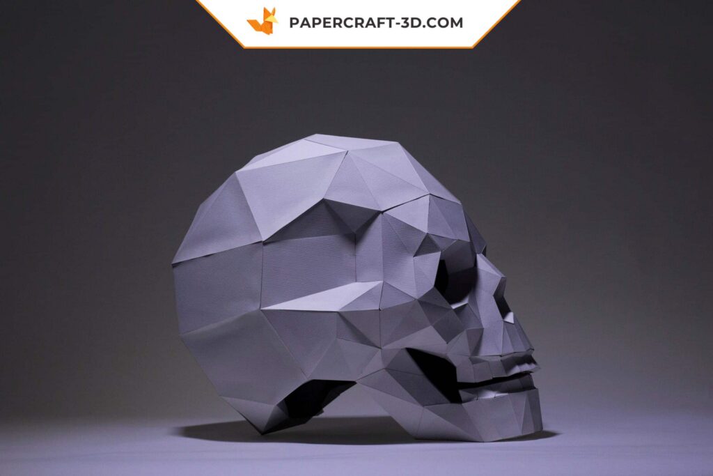 Papercraft de crânio humano em origami
