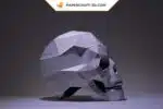 Papercraft di teschio umano in origami, vista 3