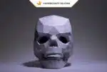 Papercraft di teschio umano in origami, vista 4