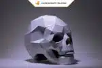 Papercraft di teschio umano in origami, vista 2